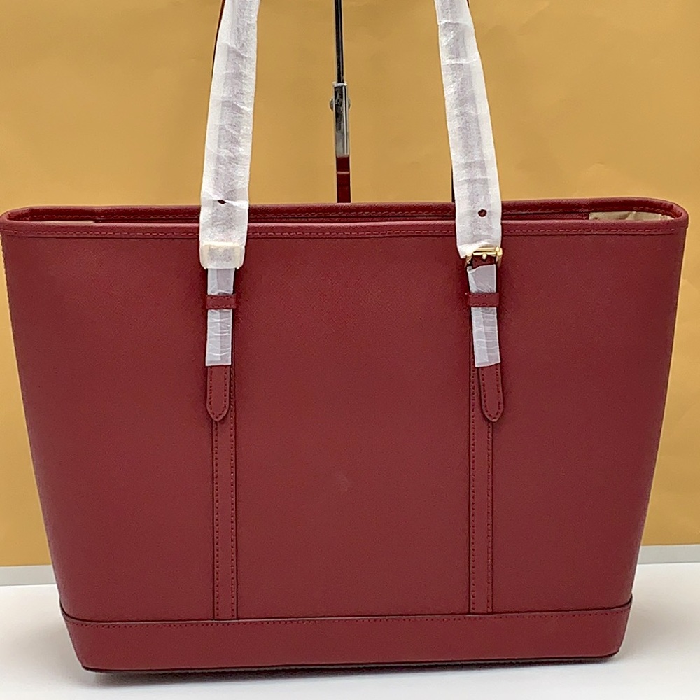 MICHAEL KORS 
Large Top Zip Shoulder Saffiano Leather Tote Bag Dark Cherry - Picture 12 of 15